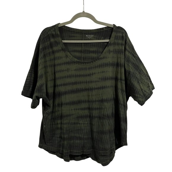 Athleta Organic Daily Tie Dye‎ Commute Tee Size L Green Black - Picture 1 of 7